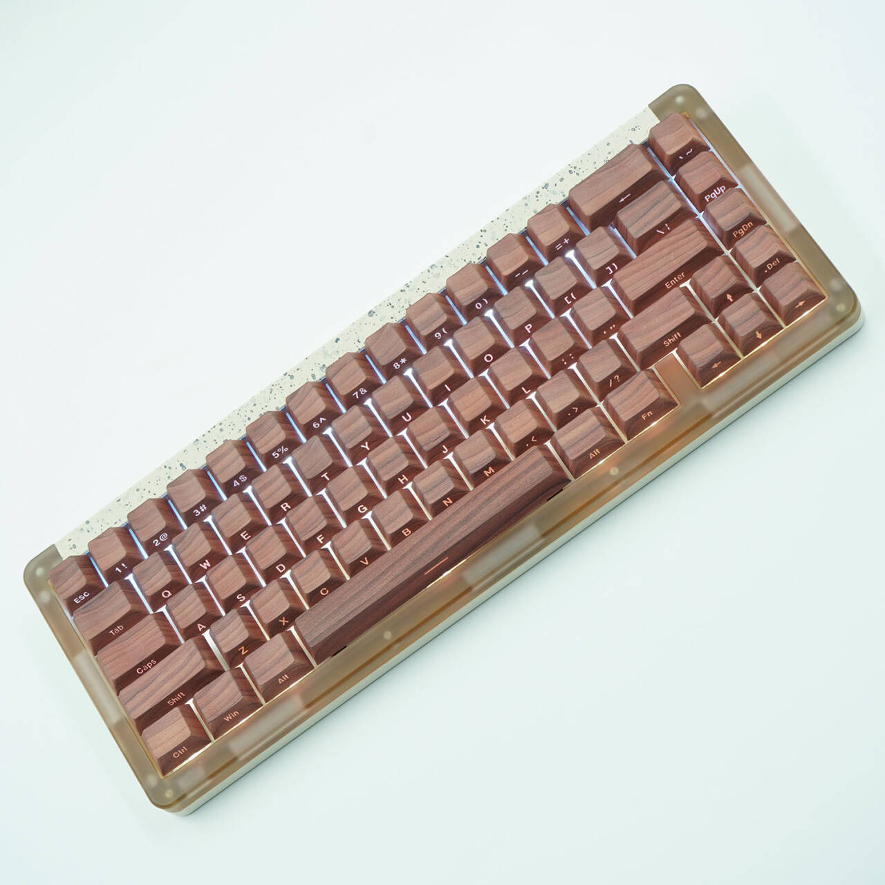 YMDK Walnut Keycaps Novel Creative Keycap 137 Keys Side Light Transmitting Key Cap PBT Dye Sub Cherry Profile for MX Mechanical Keyboard
