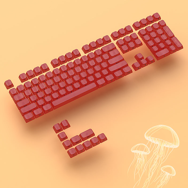 YMDK 119 Keys Jellyfish Keycaps Side Print Shine Through MDA Profile PC Material Custom Keycap for MX Mechanical Keyboards