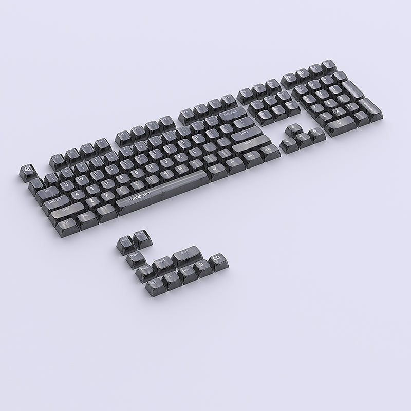 YMDK White Crystal 119 Keys UV Printing MDA Profile Keycap PC Shine Through Transparent Keycaps for 61/68/84/87/98/100 MX Mechanical Keyboard