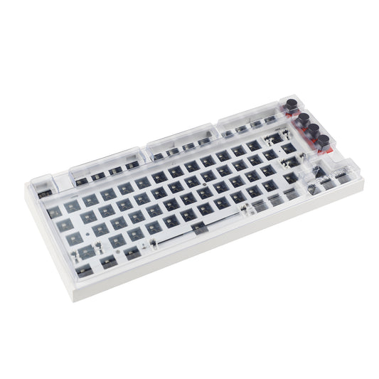 GK75 Triple-Mode 4 Knobs Plastic Case Gasket RGB Hot Swappable Macro Programmable Bluetooth Wired 2.4G Mechanical Keyboard Barebone