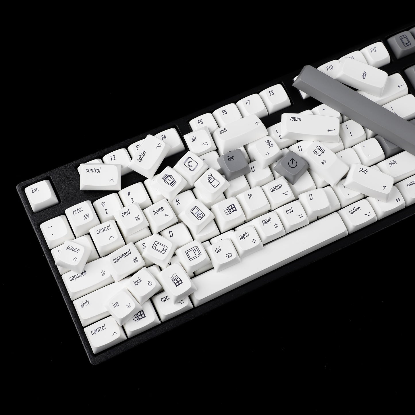 YMDK 139 Mac Keycaps XDA v2 Profile Normcore Style Gray White Dye Sub PBT White For 104 TKL 60% 96 84 68 64 MX Switches Keyboard