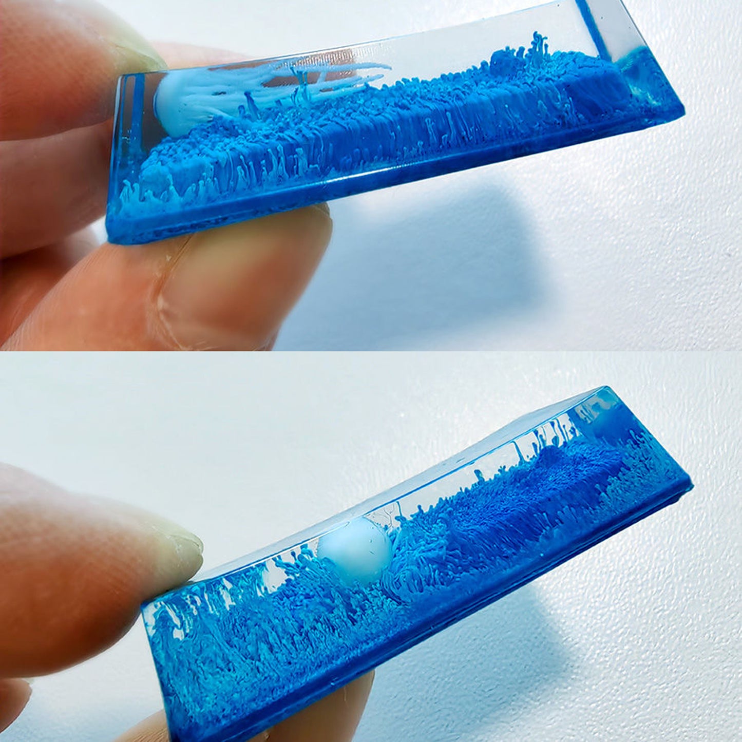 YMDK Coral Jellyfish Personality Keycaps Blue Ocean Translucent Key Caps Handmade Resin Keycap for MX Mechanical Keyboard