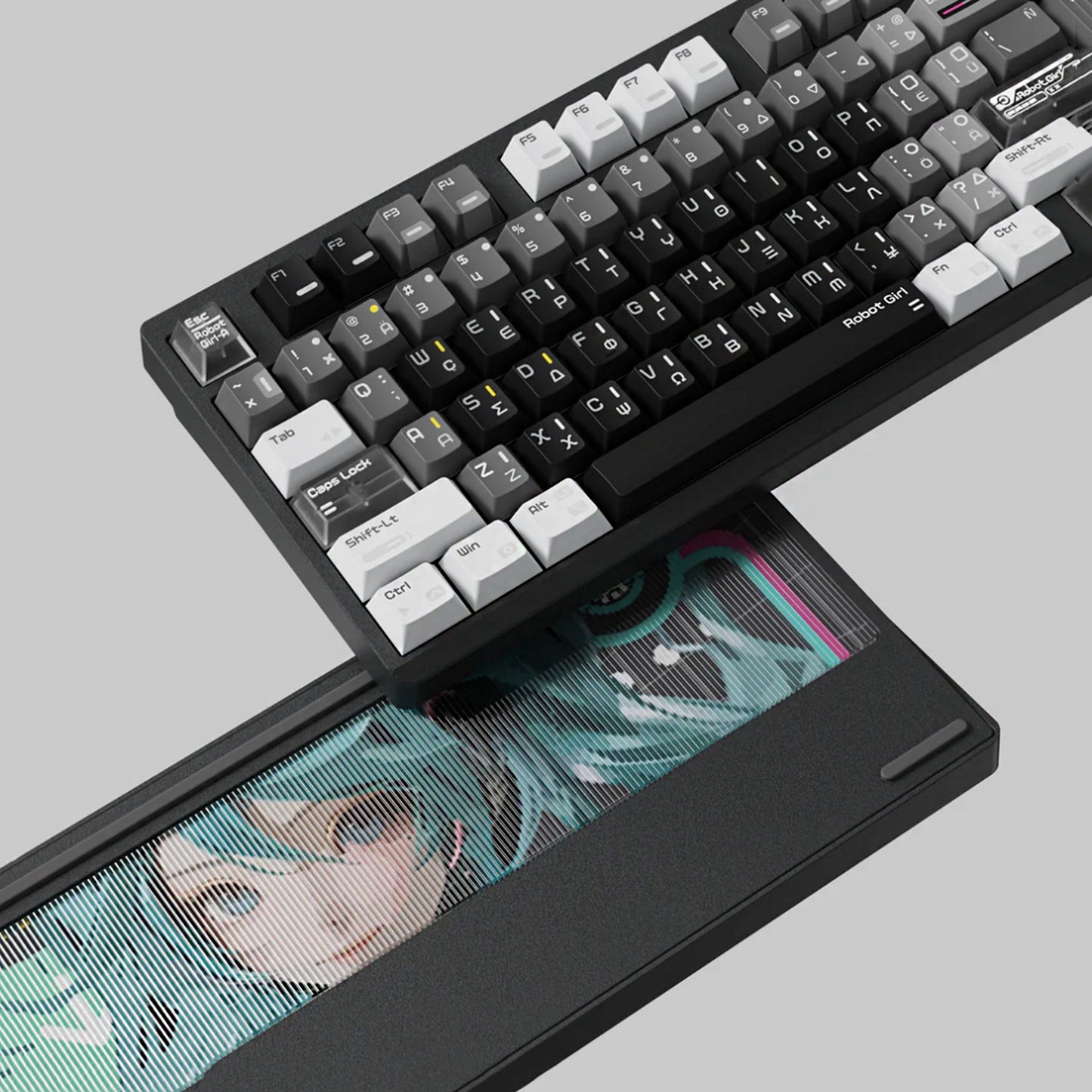RO75 Wireless RGB Mechanical Keyboard, 3-Mode 75% Programmable, Top Printed PBT Keycaps, Ergonomic 2.4GHz/USB-C/BT5.0 Gaming Keyboards, Compatible with PC, Laptop