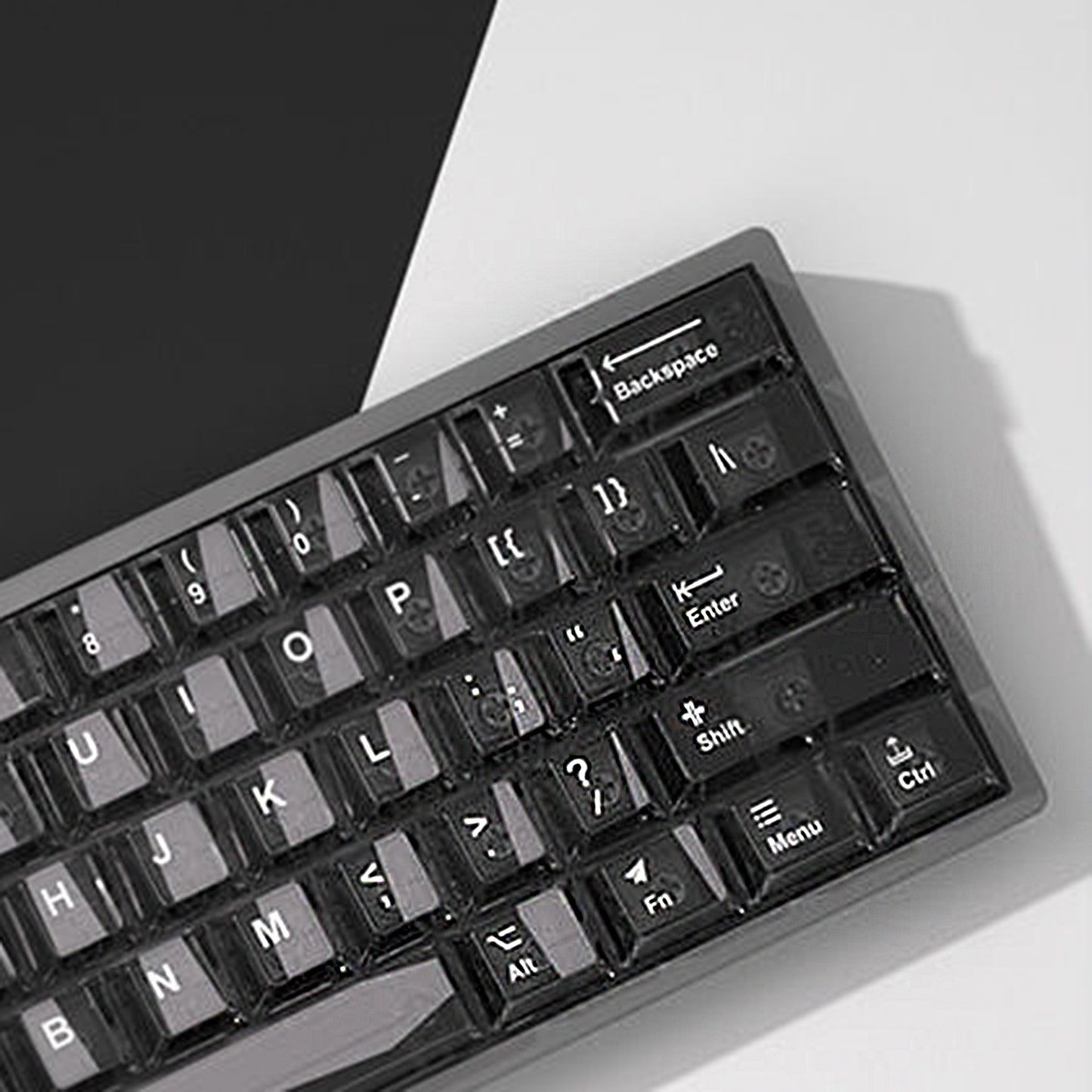 YMDK PBT+PC Transparent Keycaps Cherry Profile Shine Through Top Print Dye Sublimation Keycap for MX 61/64/68/84/87/100/104/108 MX Mechanical Keyboard