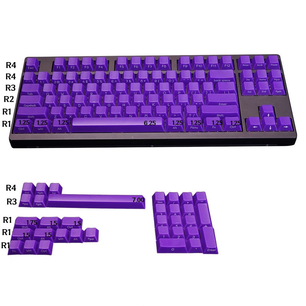 YMDK Pure Purple Sidelit Keycaps Full Set 125 Keys Cherry Profile Dye Sub Custom Keycap for MX Mechanical Keyboard