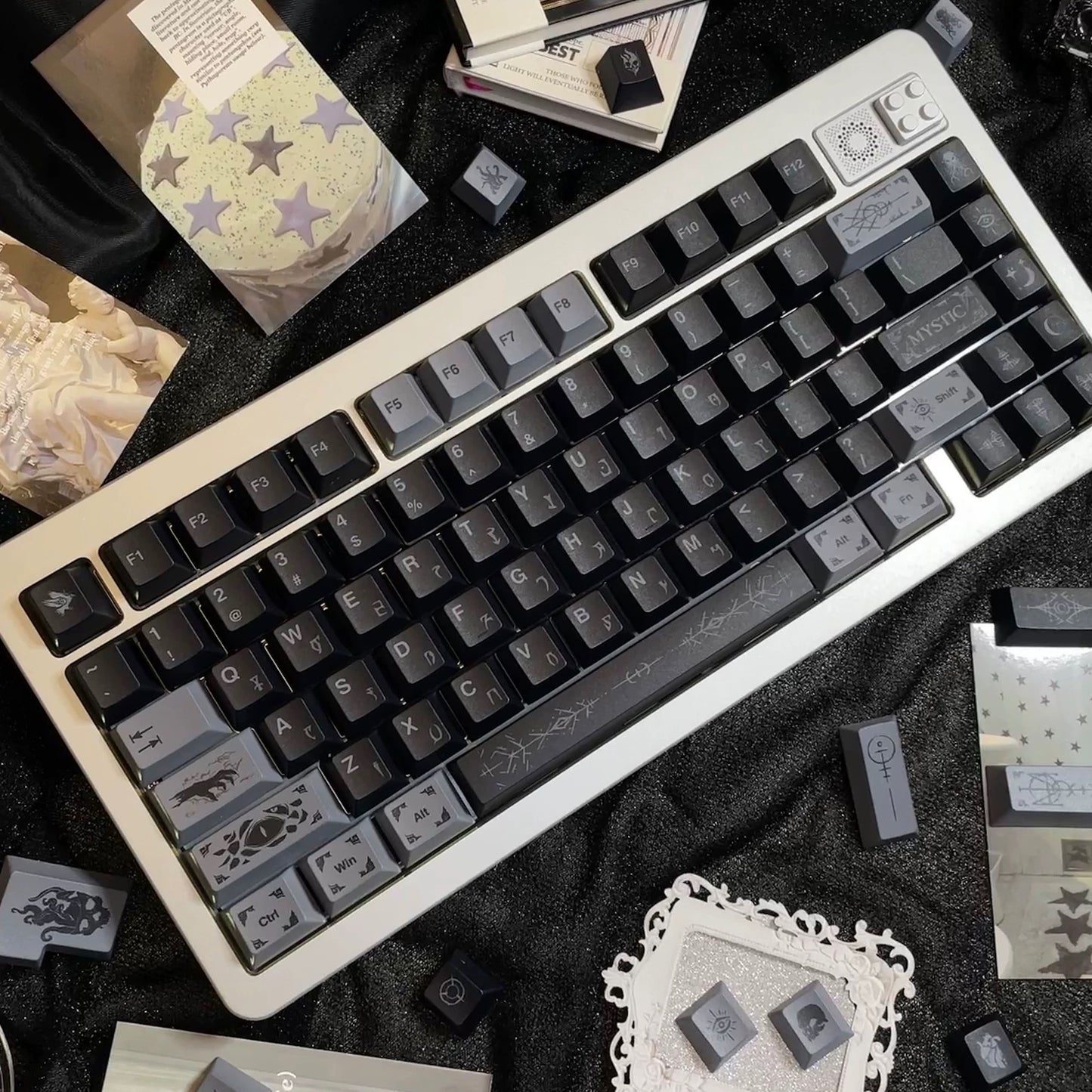 YMDK 143 key Occult Theme Keycaps PBT Cherry Profile Five-sided Dye Sub Custom Keycap for 61/68/75/87/98/104/108 MX Mechanical Keyboard