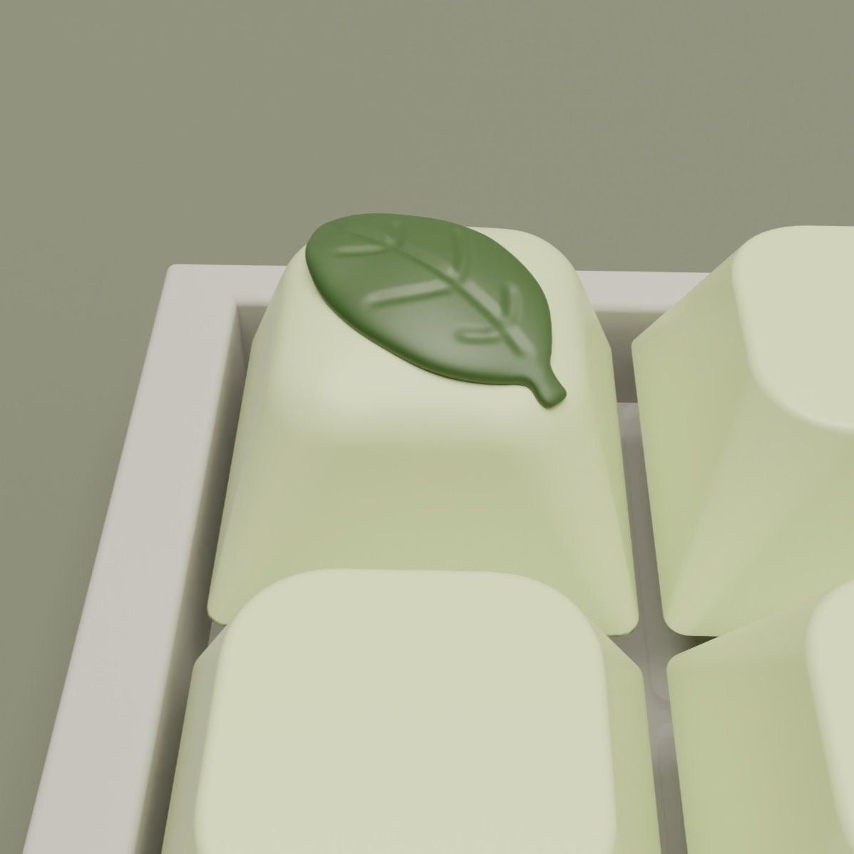 YMDK One Leaf Matcha Personalized Keycaps Cute Three-Dimensional Creative Resin Keycaps for Mechanical Keyboard