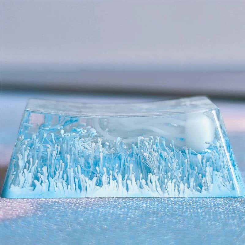 YMDK Coral Jellyfish Personality Keycaps Blue Ocean Translucent Key Caps Handmade Resin Keycap for MX Mechanical Keyboard
