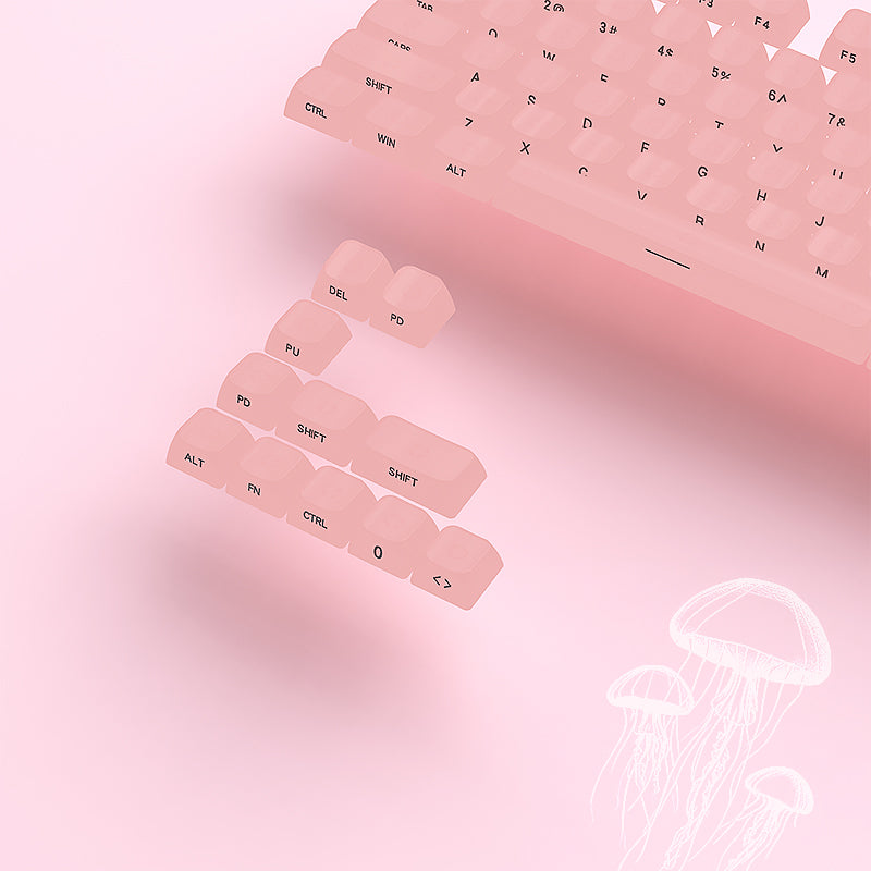 YMDK 119 Keys Jellyfish Keycaps Side Print Shine Through MDA Profile PC Material Custom Keycap for MX Mechanical Keyboards