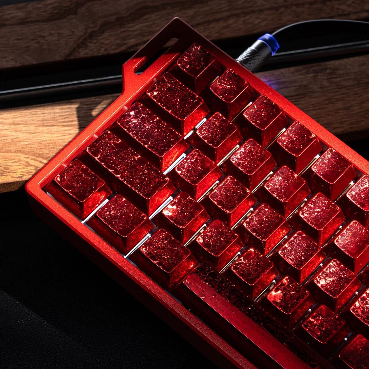 YMDK Frost keycaps Metal Texture Keyboard Caps 61 Keys PBT Dye Sub Cherry Profile Custom Side-lit Keycap for 60 Layout MX Mechanical Keyboards