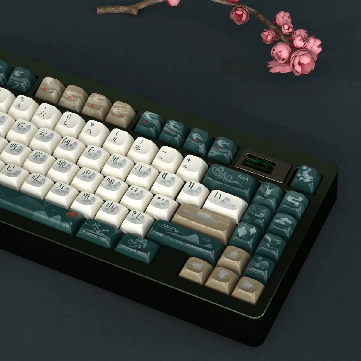 YMDK Ancient Style Baidicheng Full Set Keycaps PBT Dye Sub Cherry Profile Keycap for MX Mechanical Keyboard