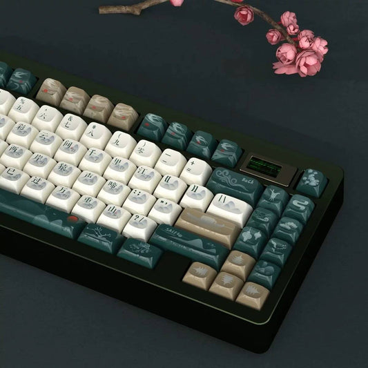 YMDK Ancient Style Baidicheng Full Set Keycaps PBT Dye Sub Cherry Profile Keycap for MX Mechanical Keyboard