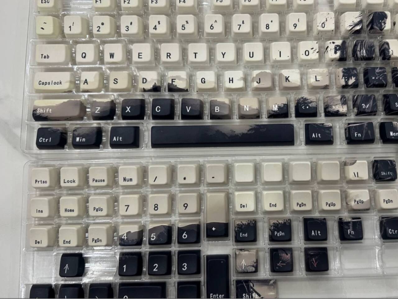 YMDK Shadow Theme Keycaps Creative Novel MDA Profile Key Cap PBT Dye Sub 130 keys for MX Mechanical Keyboard