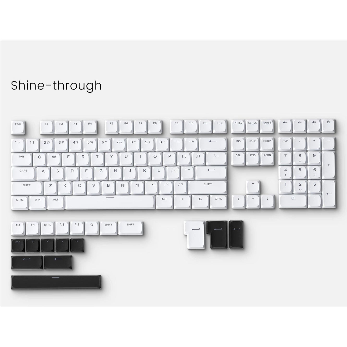 YMDK Ultra-slim Low Profile Keycaps 127 Keys Dye-Sub JWA Profile Backlit Shine Through Keycap for nuphy keychron 61/68/87/98/104/108 MX Ultra-Slim Keyboard
