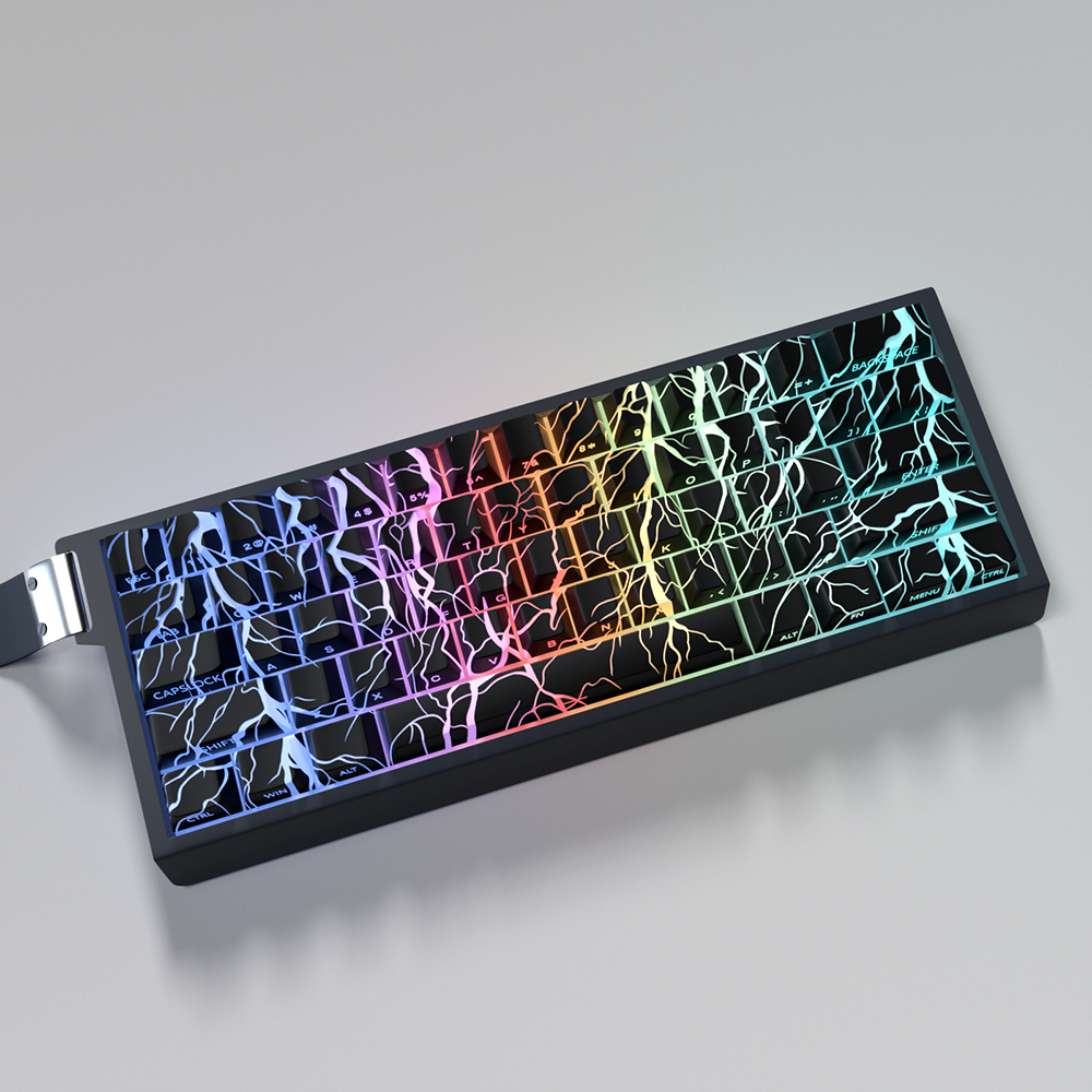 YMDK Lightning 140 Key Keycaps Side-lit PBT+PC Cherry Profile Five-sided Dye Sub Shine Through Custom Keycap for MX Mechanical Keyboard 61/64/68/84/87/100/104/108 Layout