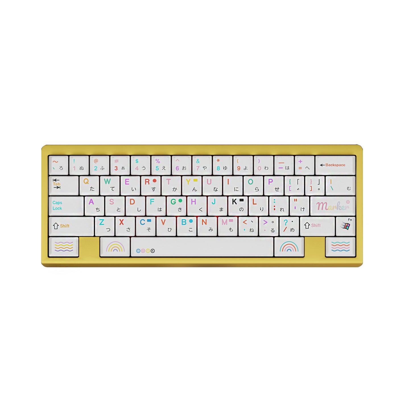 YMDK Japanese Marker Theme Keycap 135 Keys Top Print Minimalist Style Cherry Profile Dye Sub PBT Keycaps for MX Mechanical Keyboard