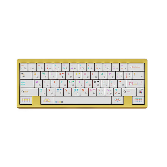 YMDK Japanese Marker Theme Keycap 135 Keys Top Print Minimalist Style Cherry Profile Dye Sub PBT Keycaps for MX Mechanical Keyboard