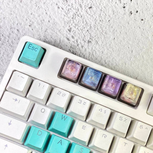 YMDK Starry Sky Galaxy Universe Personality Keycaps Translucent Cute Art Advanced Novel Keycap Cherry Profile Resin Key Cap for MX Mechanical Keyboard