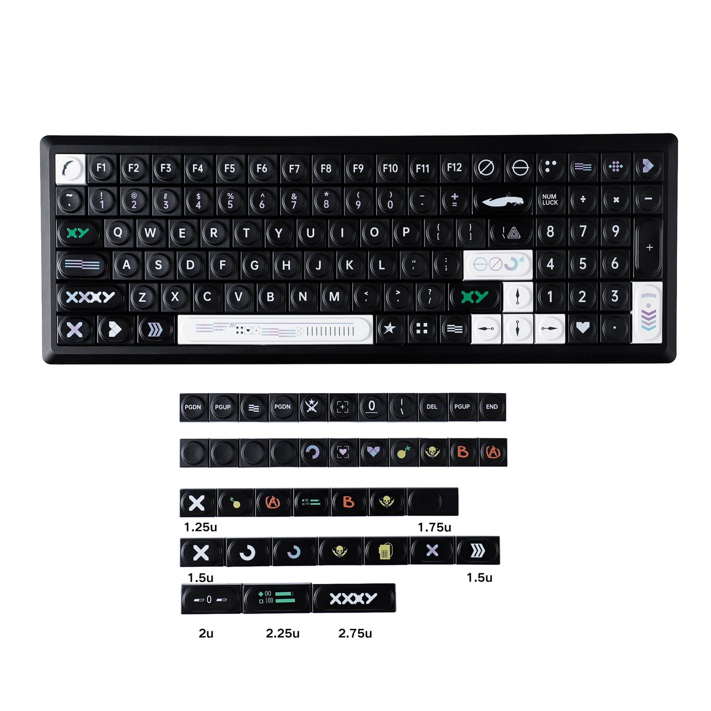 YMDK Bricks Full Set 138 keys Keycaps Classic Blocks Theme Color UV Print Frosted Low Profile Keycap for Mechanical Keyboard 104 87 84 68 61