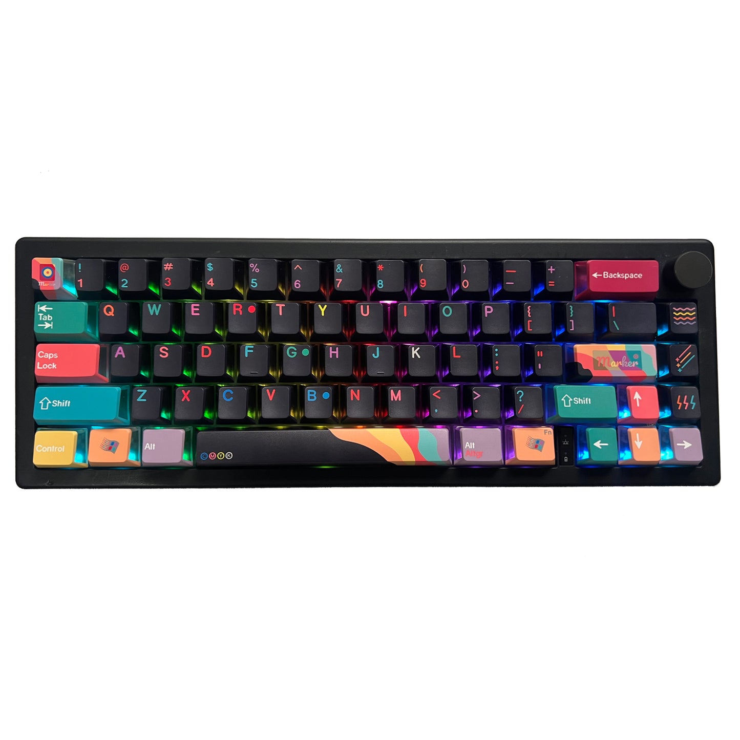 YMDK 134 Key Cherry Profile 3 Sides Shine Through Pudding Marker Theme Dye Sub PC+PBT Keycaps for MX Mechanical Keyboard