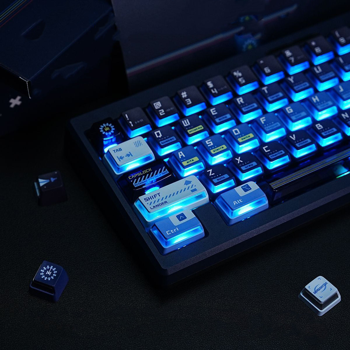 YMDK Future Theme Keycaps PBT PC Transparent Dye Sublimation Cherry Profile Key capfor Mechanical Keyboard