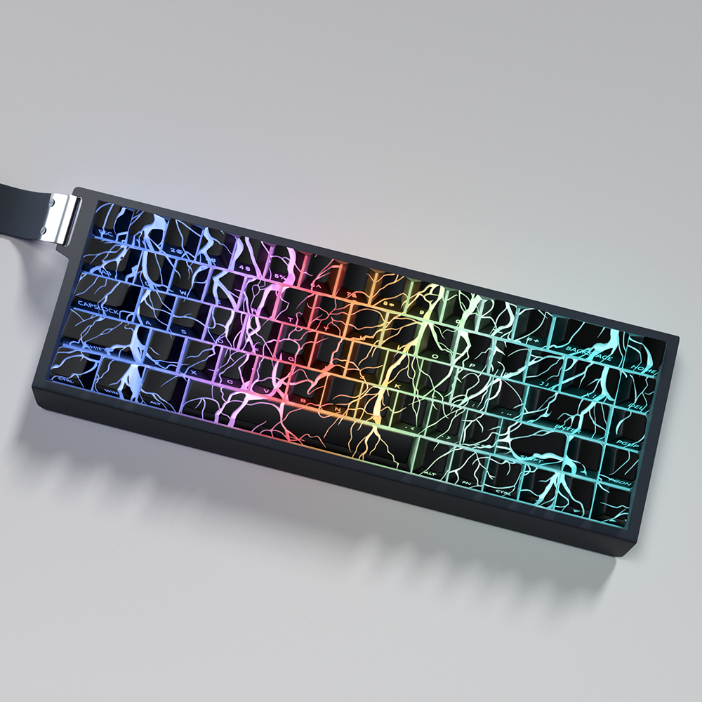 YMDK Lightning 140 Key Keycaps Side-lit PBT+PC Cherry Profile Five-sided Dye Sub Shine Through Custom Keycap for MX Mechanical Keyboard 61/64/68/84/87/100/104/108 Layout