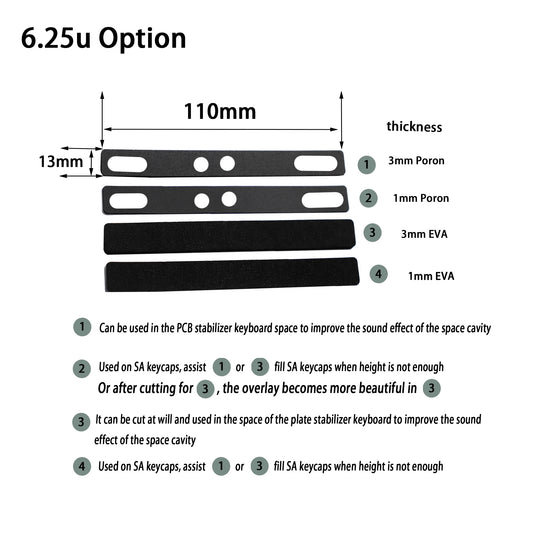 YMDK Space Spacebar Foam Poron EVA For 6.25u/7u