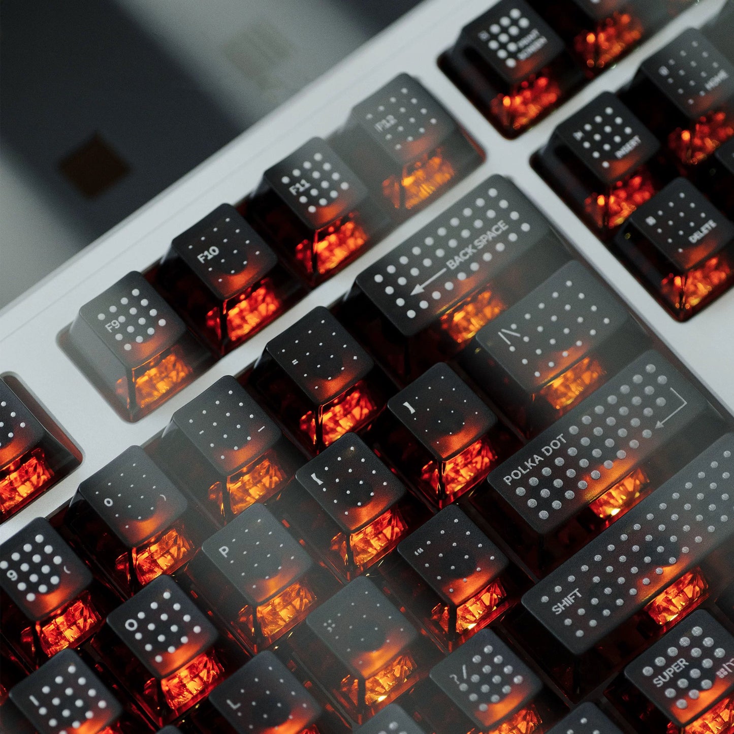 YMDK Polka Dot 142 keys Keycaps Black Frosted Shine Through Cherry Profile PC UV Print Keycap for 61/68/84/87/98/104/108 MX Mechanical Keyboard