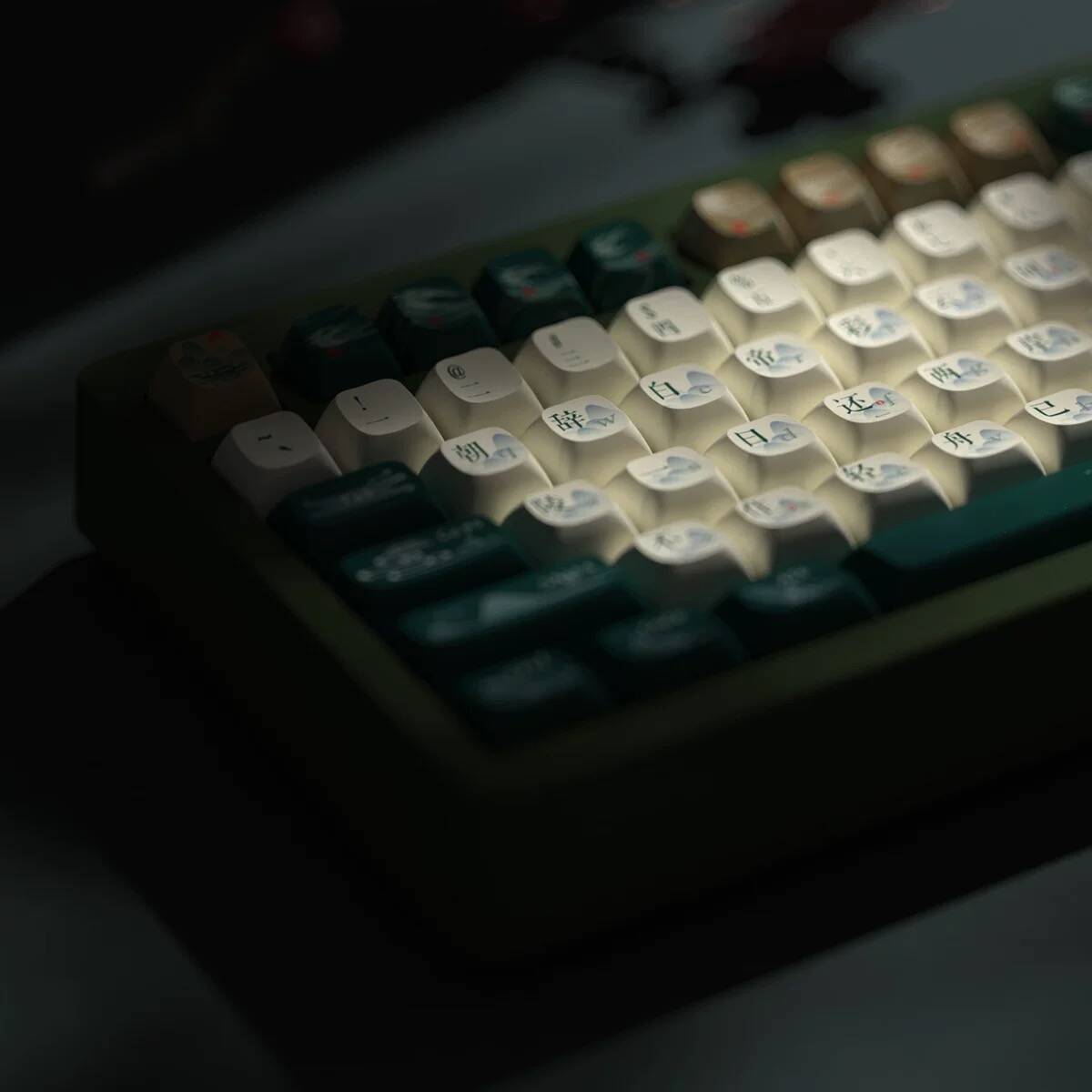 YMDK Ancient Style Baidicheng Full Set Keycaps PBT Dye Sub Cherry Profile Keycap for MX Mechanical Keyboard