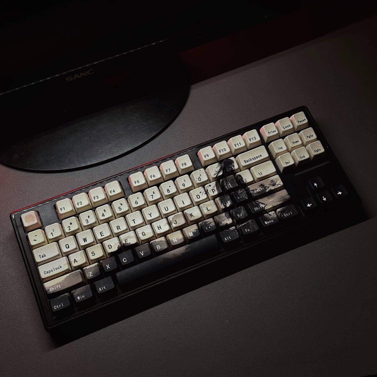 YMDK Shadow Theme Keycaps Creative Novel MDA Profile Key Cap PBT Dye Sub 130 keys for MX Mechanical Keyboard