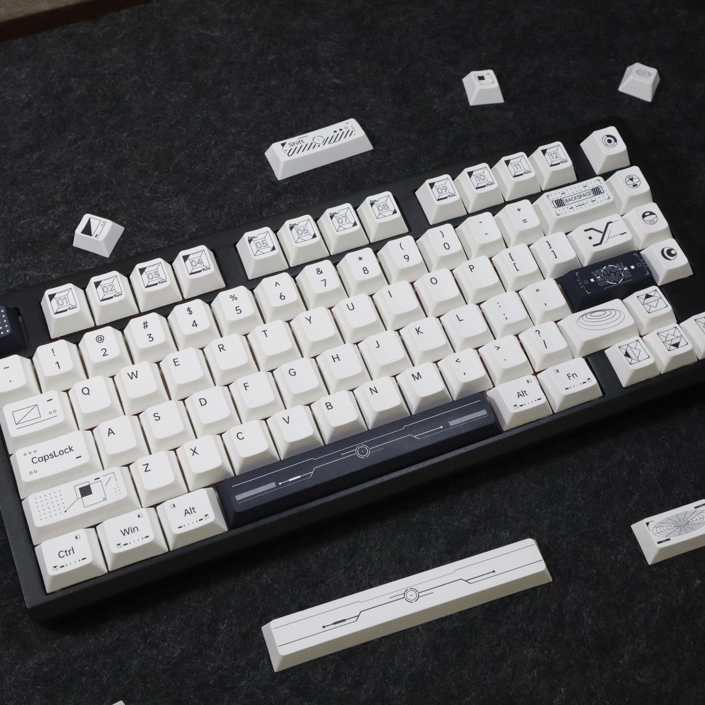 YMDK 139 keys Virtual Space Theme Keycaps PBT Dye Sub Cherry Profile Custom Keycap for 61/68/75/87/98/104/108 MX Mechanical Keyboard