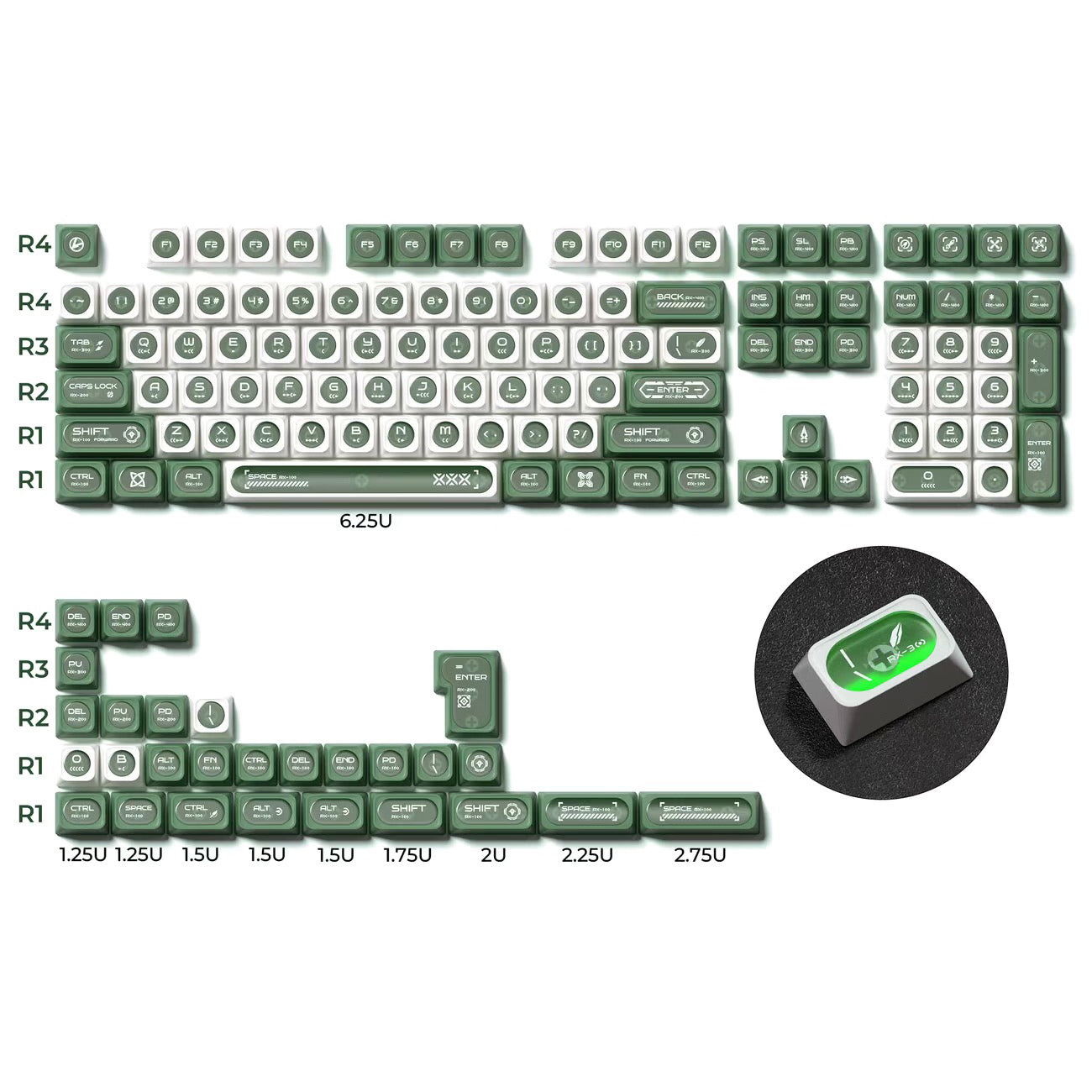 YMDK Crescent Moon Matte Shine Through 136 Key Top Print Keycaps PBT+PC Matte Dye Sub Keycaps MAX Profile for 61/68/84/87/98/104/108 MX Mechanical Keyboard