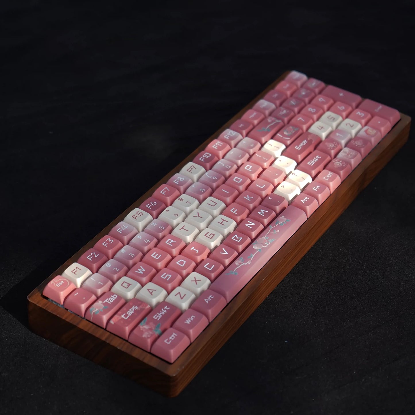 YMDK Pomegranate Red Theme Keycaps Full Set 128 Keys XDA Profile Dye Sub PBT Keycap for MX Mechanical Keyboard