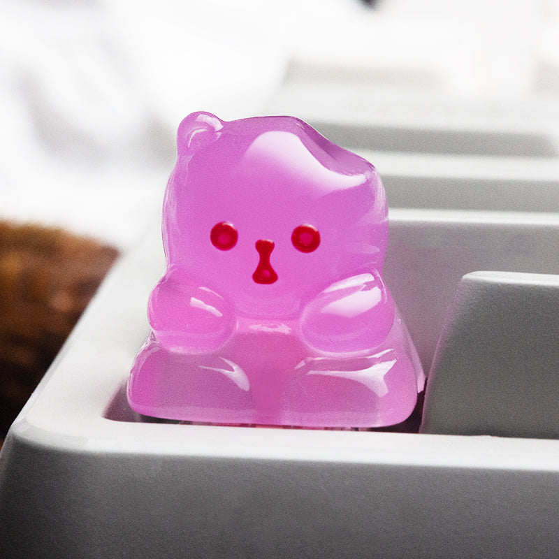 YMDK Gummy Bear Personalized Keycaps Cute Novel Decoration Translucent Resin Keycaps for Mechanical Keyboards