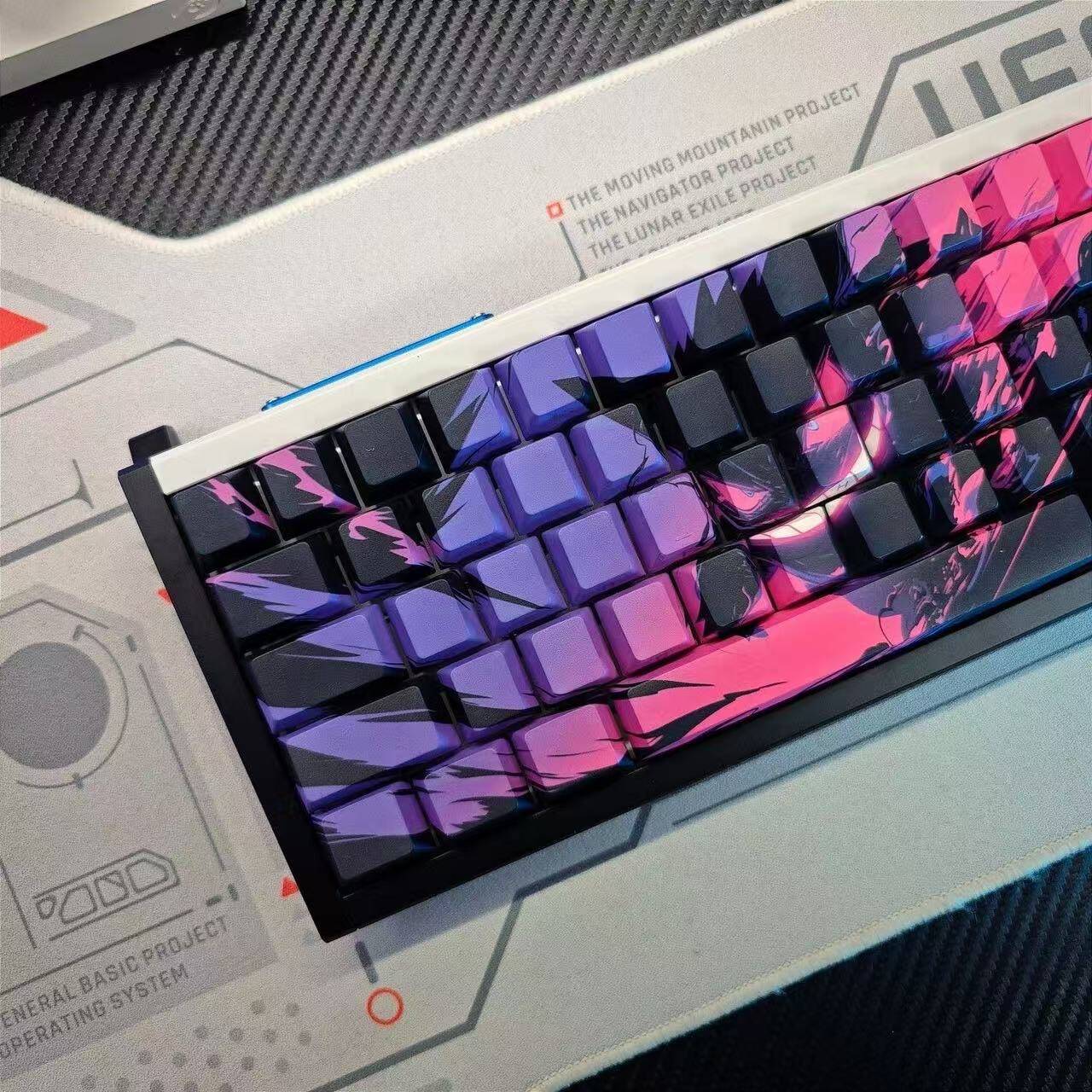 YMDK Briquettes Full Set Keycaps Cartoon PBT Cherry Profile Side Print Light-transmitting for MX Mechanical Keyboard