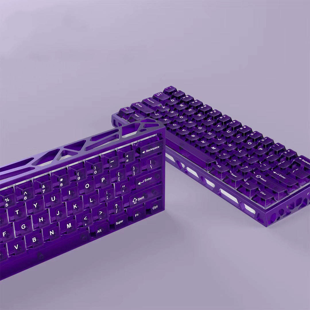 YMDK Transparent Frosted Keycaps 132 Keys Cherry Profile PC Shine Through Keycap for 61/64/87/104/108 MX Mechanical Keyboards Wooting