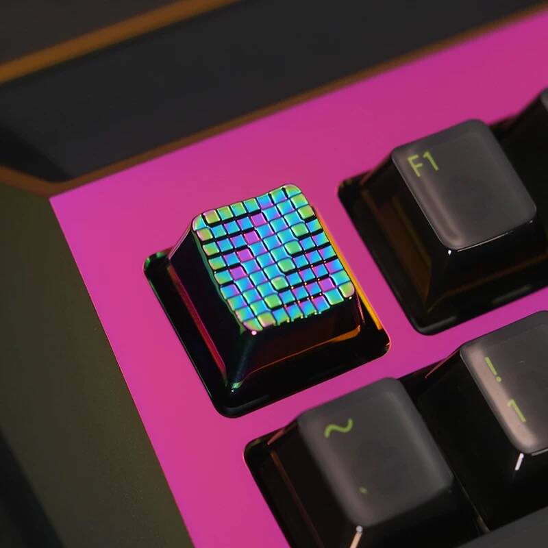 YMDK Matrix Water Droplet Personalized Keycaps Zinc Aluminum Alloy Metal Grain Key Caps Novel Cool for MX Mechanical Keyboard