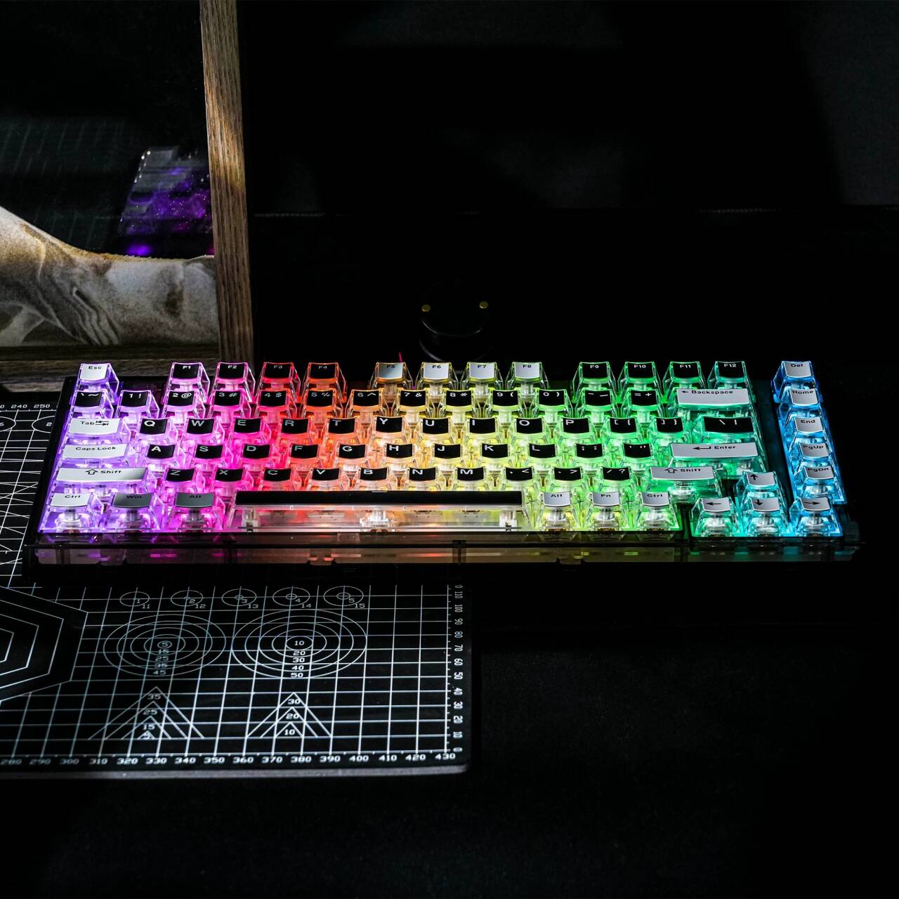 YMDK Water Cube Complete Set Keycaps Personalized Four-sided Light-transmitting Keycap Cherry Profile PBT PC for MX Mechanical Keyboard
