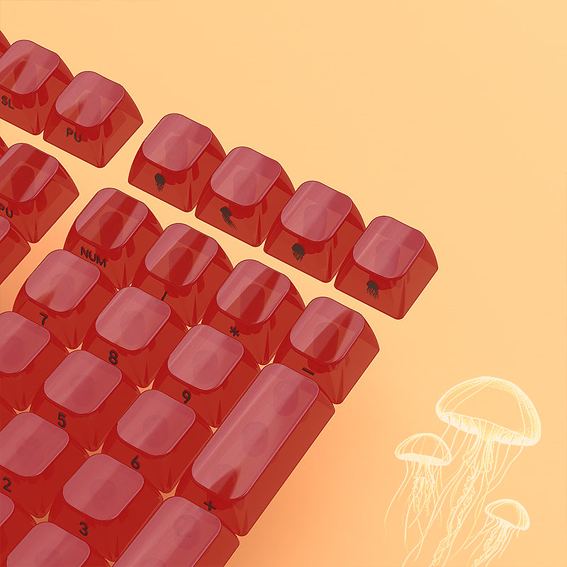 YMDK 119 Keys Jellyfish Keycaps Side Print Shine Through MDA Profile PC Material Custom Keycap for MX Mechanical Keyboards