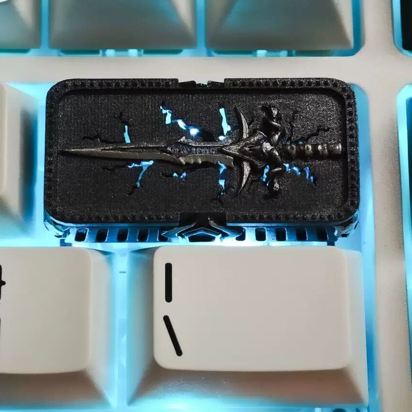 YMDK Cracked Sword Theme Personalized Keycap Backspace or Number Enter Key Translucent Resin for Mechanical Keyboard