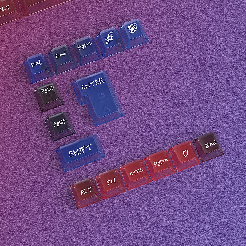 YMDK Magic Mist Star Neon Keycap PC Shine Through 119-key Cherry Profile Keycaps for 61/68/84/87/98/104/108 MX Mechanical Keyboard