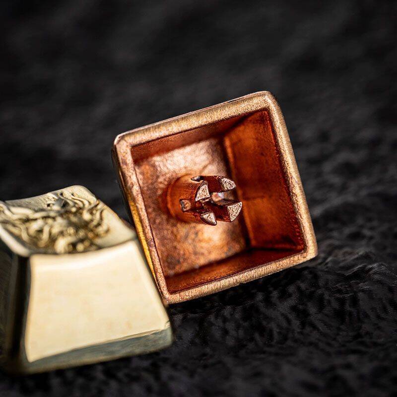 YMDK Dragon Totem Retro Glossy Personality Keycaps Metal Key Caps Cool Novel Creative Keycap for MX Mechanical Keyboard