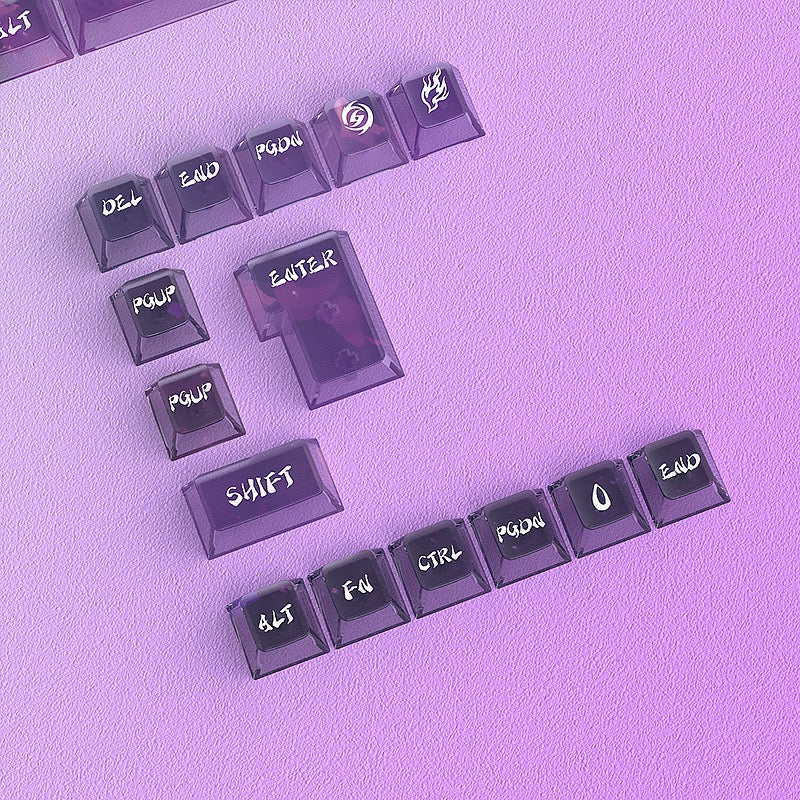 YMDK Magic Mist Star Neon Keycap PC Shine Through 119-key Cherry Profile Keycaps for 61/68/84/87/98/104/108 MX Mechanical Keyboard