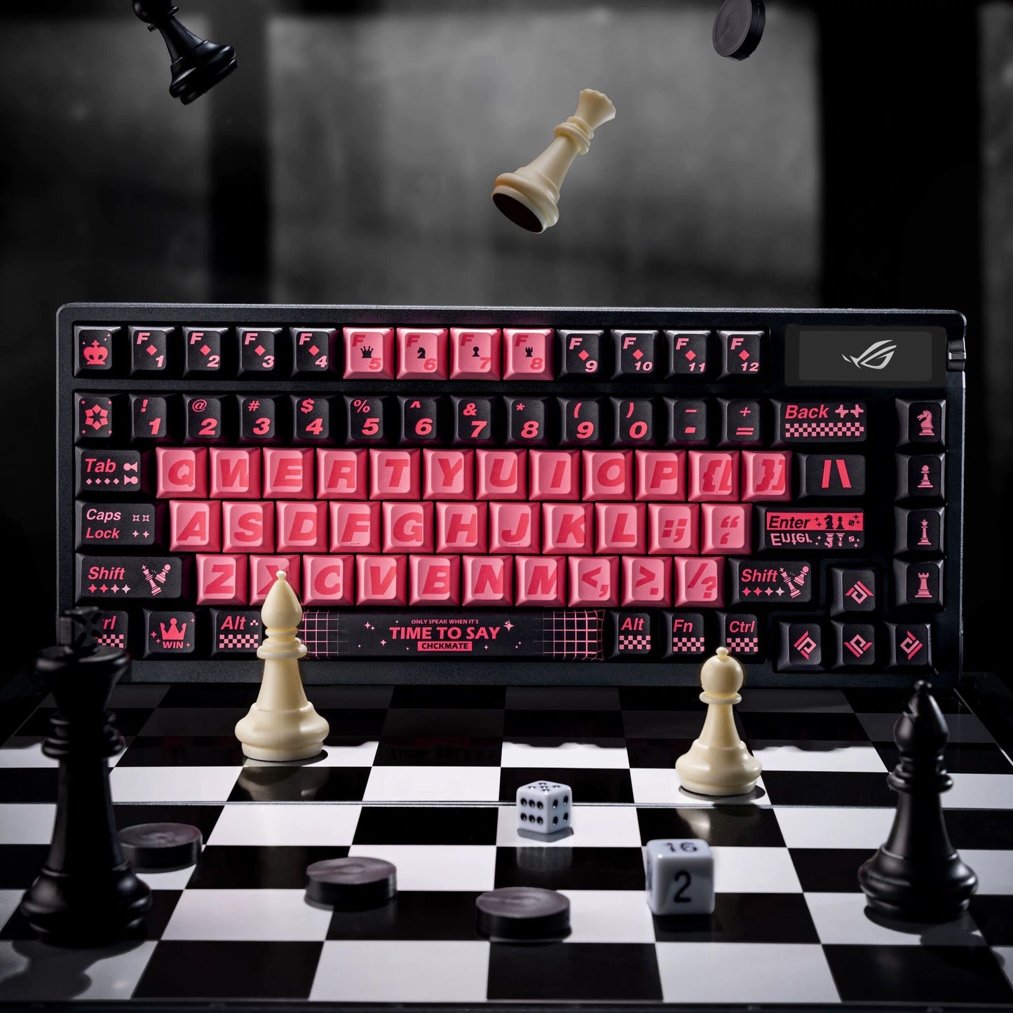 YMDK Chess Theme Full Set Keycaps 146 Key Black Powder PBT Cherry Profile Dye Sub for Mechanical Keyboard