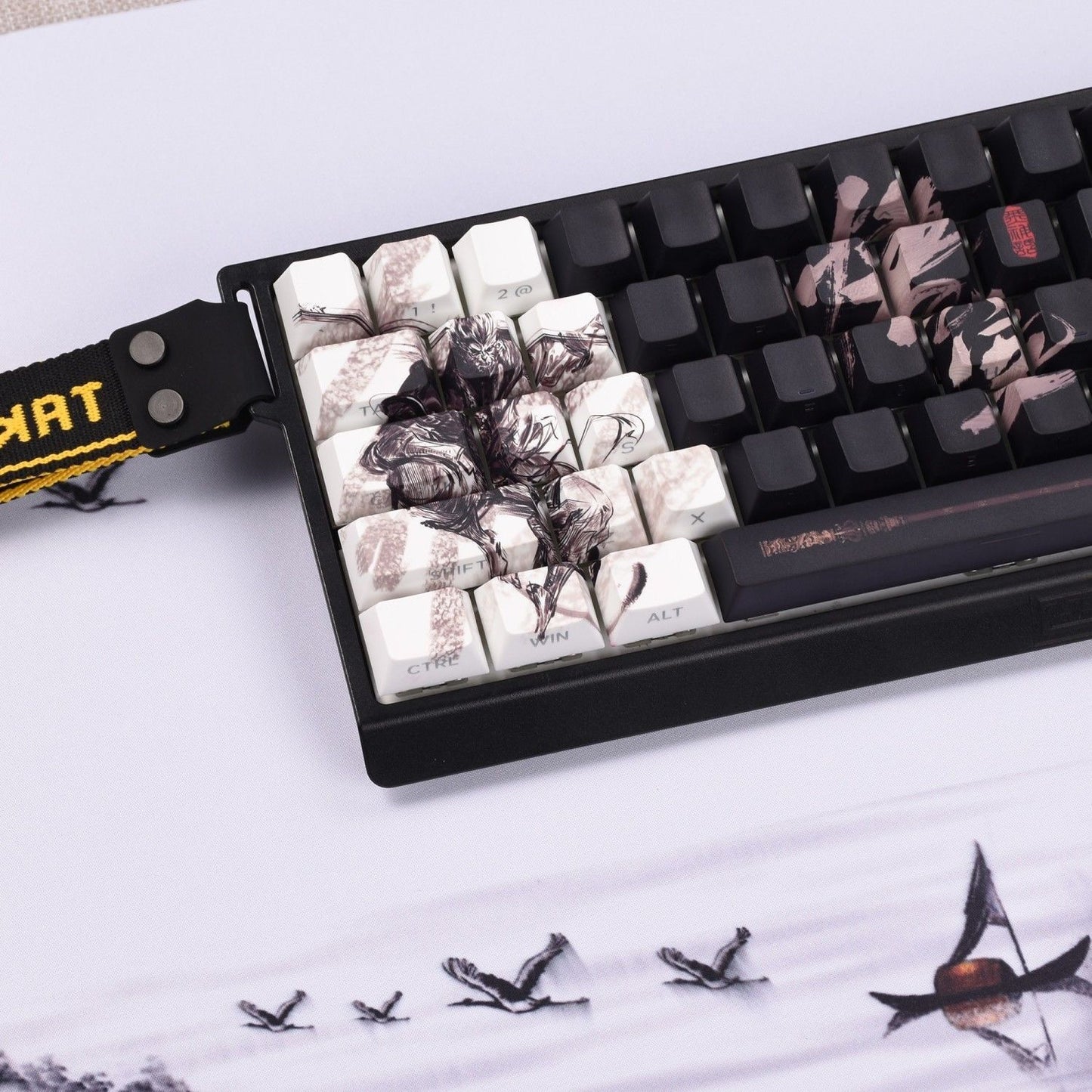 YMDK Wukong Monkey Theme Keycap 130 Key Side Print Light Transmitting PBT Dye Sublimation for Mechanical Keyboard