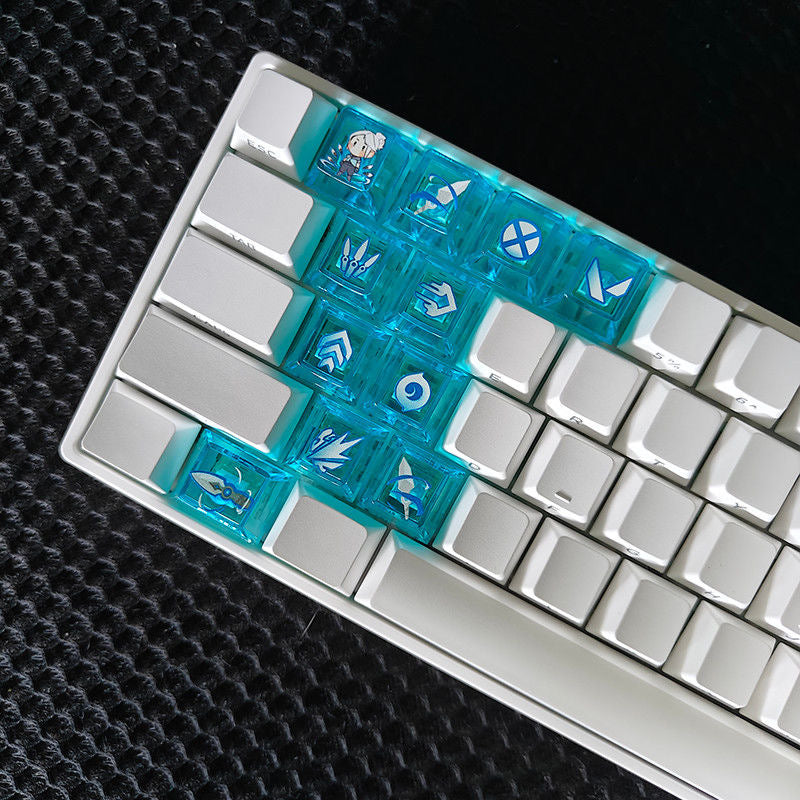 YMDK 11 Additional Keys DIY Windbreaker Crossbow Theme PC Transparent Cherry Profile Shine Through Keycaps For MX Mechanical Keyboard