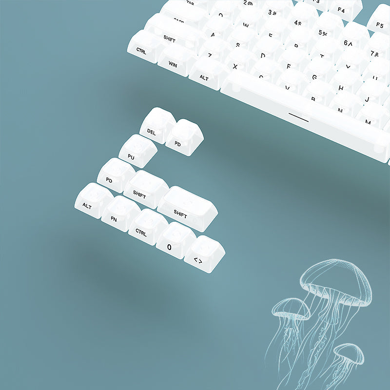 YMDK 119 Keys Jellyfish Keycaps Side Print Shine Through MDA Profile PC Material Custom Keycap for MX Mechanical Keyboards