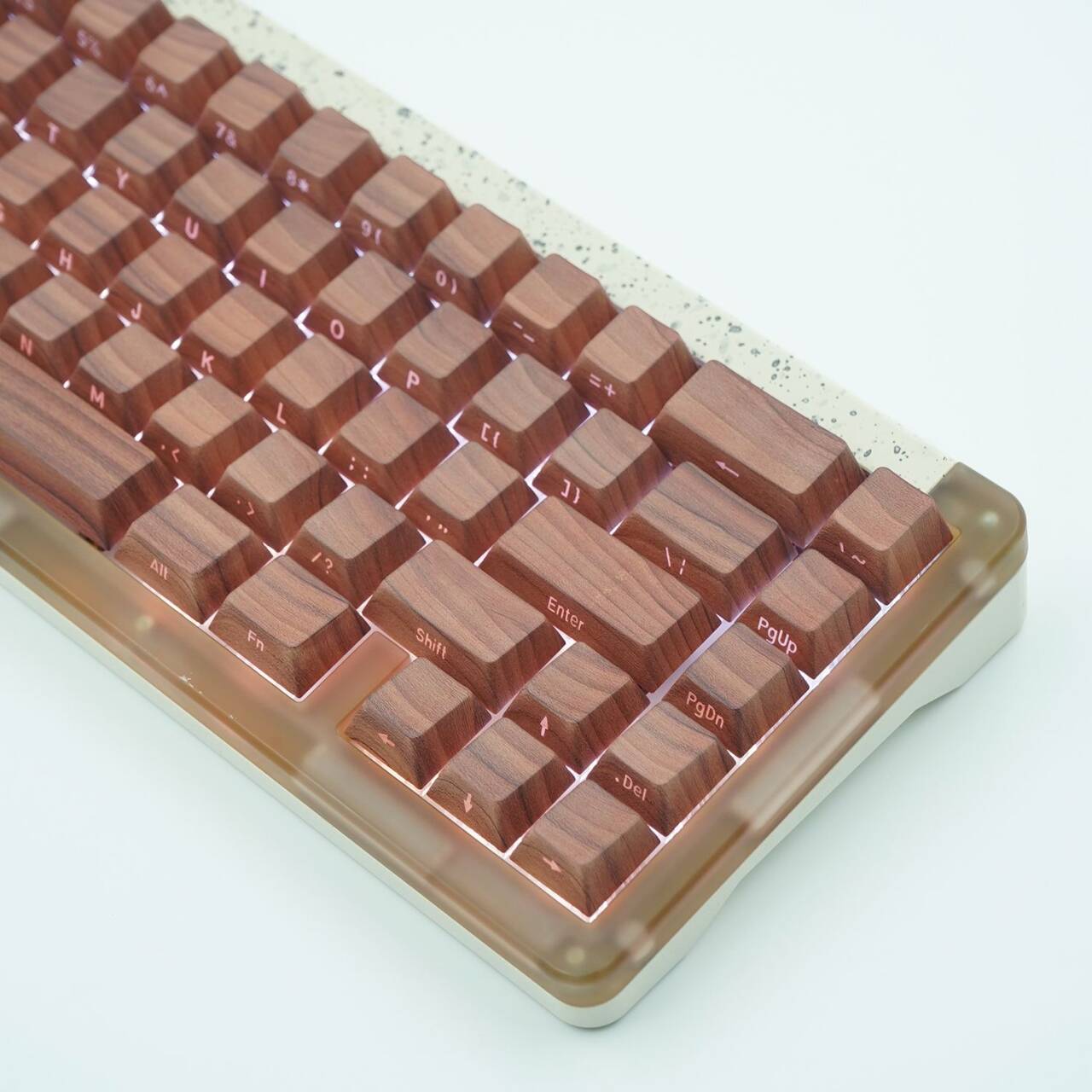 YMDK Walnut Keycaps Novel Creative Keycap 137 Keys Side Light Transmitting Key Cap PBT Dye Sub Cherry Profile for MX Mechanical Keyboard
