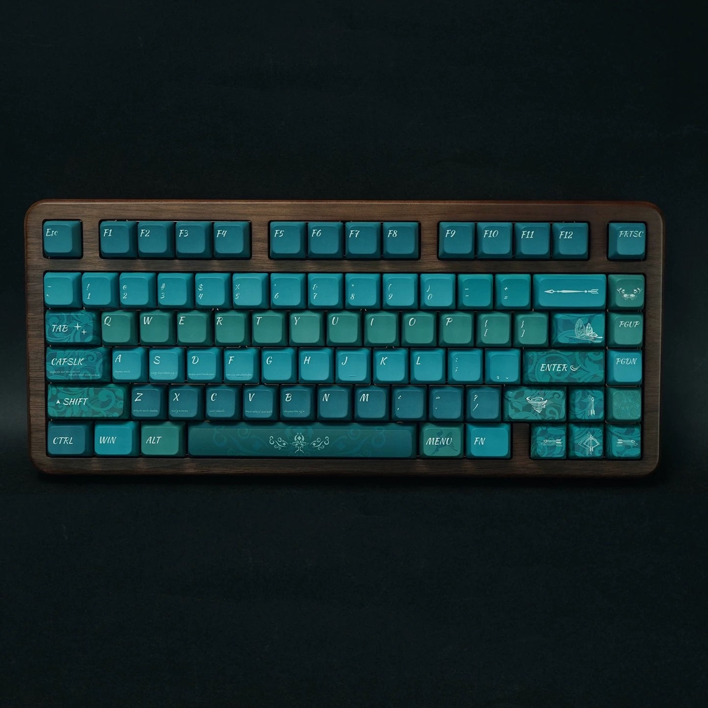 YMDK 126 Green Sun Spirit Keycap MDA Profile Ball Cap PBT Dye Sub Custom Keycap for MX Mechanical Keyboard 68 75 87 98 104
