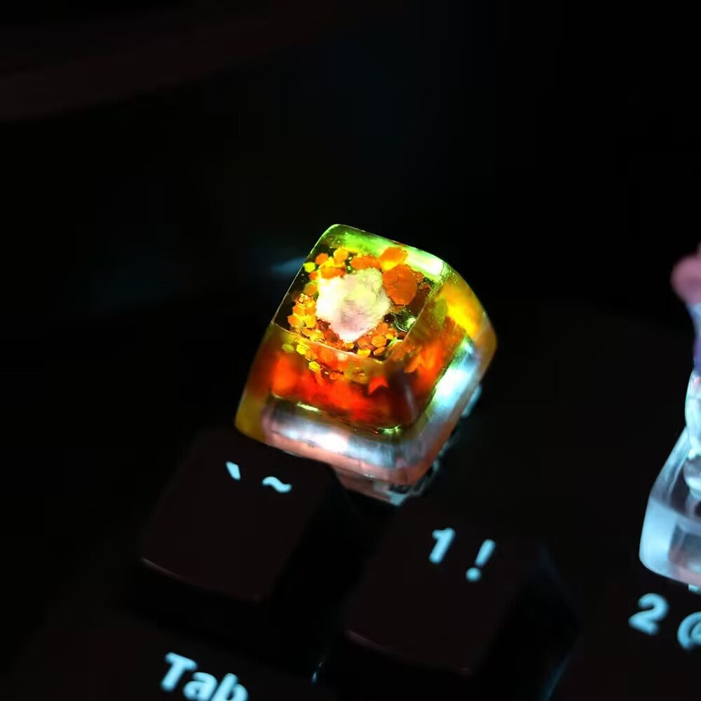 YMDK Sky Light-transmitting Personality Keycaps Clouds Stars Sunrise Sunset Keycap Cute Novel Handmade Creative key Caps for MX Mechanical Keyboard